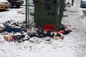 FOTO. Peisaj de duminică. Containere pline şi gunoaie aruncate, chiar sub nasul Poliţiei