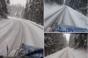 Acţiune de deszăpezire pe DN 13B, judeţul Harghita
