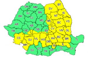 Cod galben de ploi, ninsori şi polei în mai multe zone din ţară, până vineri