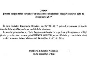 Școlile închise şi vineri, 25 ianuarie
