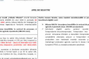 Asociatia Grupul de Acţiune Locală „Colinele Olteniei” anunţă lansarea apelului de selecţie de proiecte LEADER din anul 2019 în perioada 28 ianuarie 2019 – 8 februarie 2019, pentru măsura M4/3A