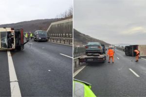 ACCIDENT rutier pe A1, zona Aciliu. Autotamponare fără victime. Se circulă doar pe o bandă