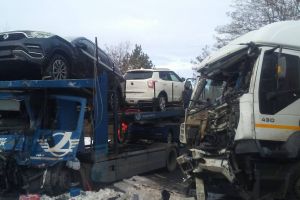 Circulaţie îngreunată pe DN11, din cauza unui accident