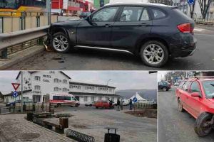 FOTO, VIDEO: ACCIDENT rutier în Alba Iulia. Tamponare între două autoturisme în sensul giratoriu de la Ambient