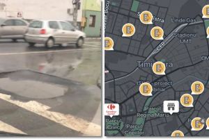 Cod portocaliu de gropi în Timişoara, pe aplicaţia Waze
