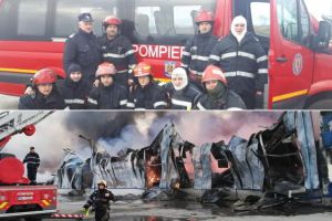 FOTO/ VIDEO: Eroi în luptă cu flăcările care au distrus fabrica Solina din Alba Iulia. Cum se duce bătălia contra-cronometru a pompierilor la cel mai mare incendiu din regiune