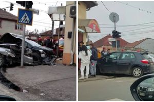 Două maşini distruse într-un accident cauzat de o şoferiţă de 19 ani