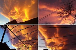 FOTO – Apus de soare spectaculos la Sibiu – Imaginile sunt superbe