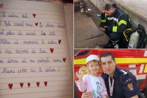 IGSU/ FOTO: ”Te iubesc tati! Eşti eroul meu” – cuvintele scrise de fetiţa maiorului Ovidiu Costea, coordonatorul intervenţiei de stingere a incendiului care a distrus fabrica Solina de la Alba Iulia