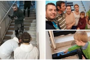 Treptele unei scări de la Colegiul „Ion Vidu” au fost vopsite de voluntari în forma clapelor de pian