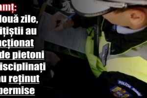 Neamţ: În două zile, poliţiştii au sancţionat 63 de pietoni indisciplinaţi şi au reţinut 19 permise