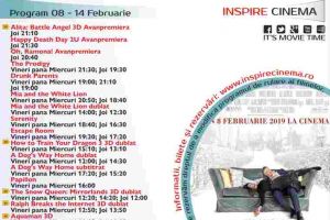 Program Cinema Inspire Alba Mall. Ce filme vor rula în perioada 8 – 14 februarie 2019