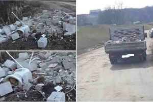 FOTO ȘTIREA TA: Camionetă încărcată cu moloz, debarastă pe domeniul public, la periferia municipiului Alba Iulia