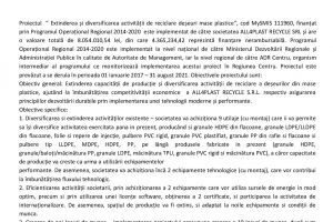 Anunţ începere proiect “Extinderea şi Diversificarea activităţii de reciclare deşeuri mase plastice”