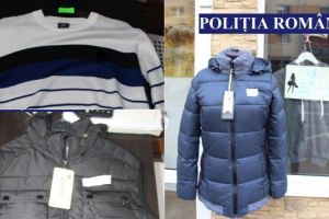 FOTO: Produse de îmbrăcăminte confiscate de poliţişti de la un magazin din Alba Iulia, în valoare de 6.080 de lei