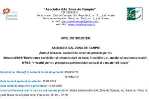 ASOCIAŢIA GAL ZONA DE CAMPIE. Anunţă lansarea sesiunii de cereri de proiecte pentru Măsura M5/6B şi M7/6B