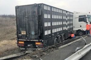 ACCIDENT de tir pe Autostrada A2. ȘOFER ADORMIT la VOLAN. A DISTRUS PARAPETUL pe 300 de metri