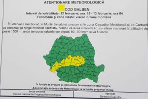 FOTO: Cod galben de viscol în nordul Gorjului, până mâine dimineaţă