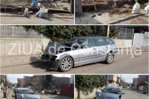 Urmarire ca in filme in Constanta: O masina intrata in gard pe strada Semanatorului (galerie foto-video) 