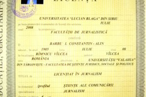 FOTO Falsa doctoriţă din Bucureşti a contrafăcut o diplomă a unui absolvent de Jurnalism din Sibiu