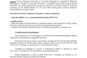 Directia Generala de Asistenta Sociala si Protectia Copilului Constanta organizeaza concurs pentru ocuparea urmatoarelor posturi vacante
