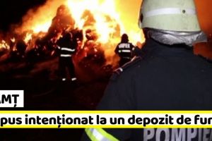 NEAMȚ: Foc pus intenţionat la un depozit de furaje. Proprietara a ajuns la spital