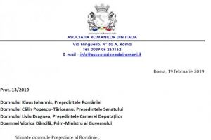Scrisoare deschisa a Asociatiei Romanilor din Italia pentru presedinte, Parlament si Guvern. Se cere inlocuirea termenului 