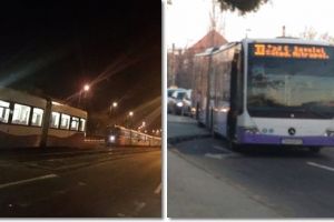 Aventuri cu STPT: tramvai Armonia blocat şi şofer cu autobuzul pe trotuar
