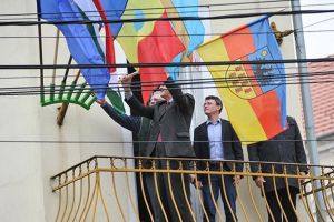 Hop şi ei: Reprezentanţii PPMT îi cer fix 42.642 lei tinerei care a vrut să incendieze steagul Ungariei de pe sediul UDMR Bihor