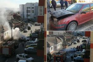 FOTO/ VIDEO: Incendiu la un autoturism, în Alba Iulia