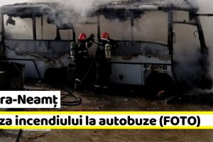 NEAMȚ: Pompierii au stabilit cauza incendiului la autobuze (FOTO)