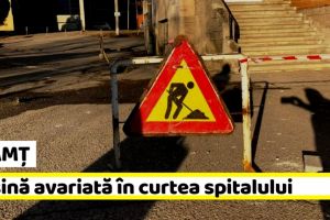 NEAMȚ: Maşină avariată de o bucată de tencuială la Spitalul Judeţean (FOTO)