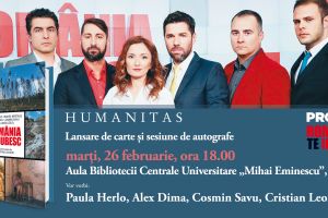 Paula Herlo, Alex Dima, Cosmin Savu şi Cristian Leonte în dialog cu publicul din Iaşi despre România, te iubesc!, cartea apărută la Editura Humanitas şi reportajele care au stat la baza ei