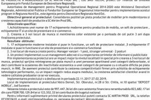 DEZVOLTAREA CAPACITATII DE PRODUCTIE  A MOBILIERULUI LA SC MIRTIM PROD SRL