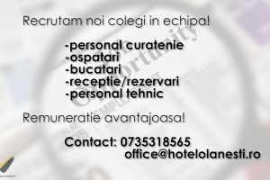 Hotel Olanesti recruteaza noi colegi in echipa! Salarii avantajoase!