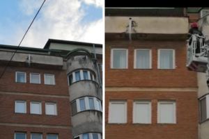 FOTO Cad ţurţuri de pe un bloc de pe Lomonosov – Intervin pompierii