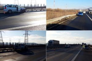 FOTO/ Accident rutier pe A1: Femeie din Alba rănită uşor după ce maşina i-a fost lovită de un şofer care nu a respectat indicatorul ”cedează trecerea”
