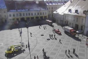 VIDEO FOTO Acţiune de amploare a pompierilor în centrul Sibiului. Desfăşurare impresionantă de forţe