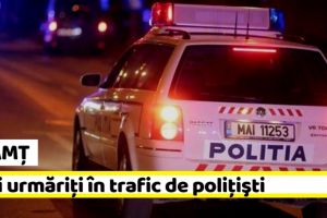 NEAMȚ: Hoţi urmăriţi în trafic de poliţişti. S-au oprit cu maşina într-un parapet