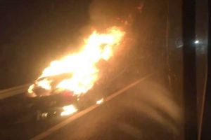 Accident urmat de incendiu, pe autostrada Timişoara-Lugoj