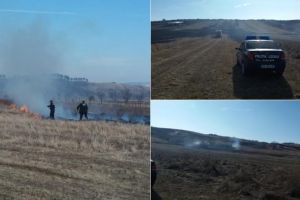 FOTO: 6.000 de lei amendă, de la Poliţia Locală Alba Iulia, pentru un bărbat care a aprins o mirişte, în cartierul Pâclişa