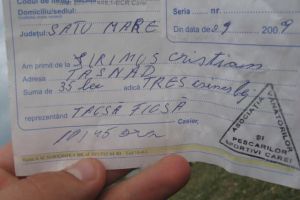 FOTO. Tacsă ficsă sau taxă fixă? Ce a primit un sătmărean pentru 35 de lei