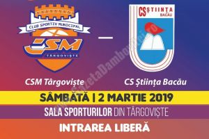 VOLEI FEMININ: CS Municipal Târgovişte – Știinţa Bacău, sâmbătă, la Sala Sporturilor din Târgovişte