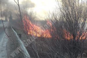 DN 1A –  circulaţie îngreunată de fumul de la un incendiu de vegetaţie, la Butimanu