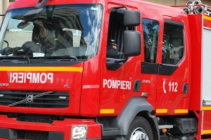 Autoutilitară distrusă de flăcări, pe Defileul Jiului