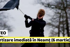 METEO: Avertizare imediată în Neamţ (6 martie). Vânt puternic la munte