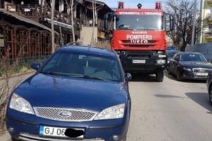 Pompierii de la ISU Banat au rămas blocaţi! S-au trezit cu bizonul în Timişoara