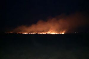 Incendiu de vegetaţie uscată la Cîlnic! Flăcările, aproape de satul Stejărei