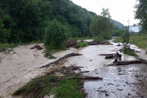 Măgura Ilvei: Cinci gospodării inundate, apă pe DJ 172 D către Ilva Mare