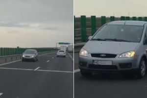 FOTO/VIDEO/ Din nou maşină pe CONTRASENS, pe A1 – Șoferul unui Ford înmatriculat în Hunedoara, ”vedeta” zilei de luni pe Facebook